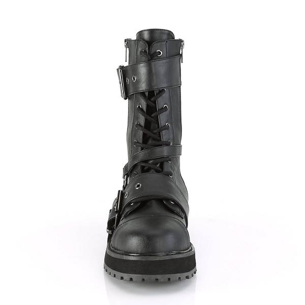 Demonia Men's Valor-220 Platform Mid Calf Boots - Black Vegan Leather D5271-60US Clearance